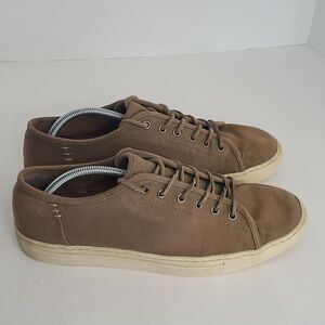 Frye Justin Low Top Men's Sneakers Tan Canvas Leather Laces Shoes Size 11.5